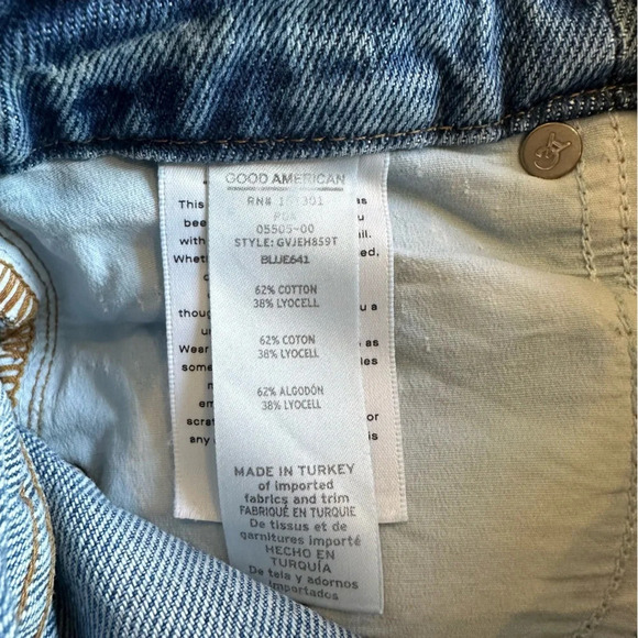 NWOT Good American Jagged Hem High Rise Straight Leg Jeans Blue641 Womens 2/26 - Picture 8 of 10